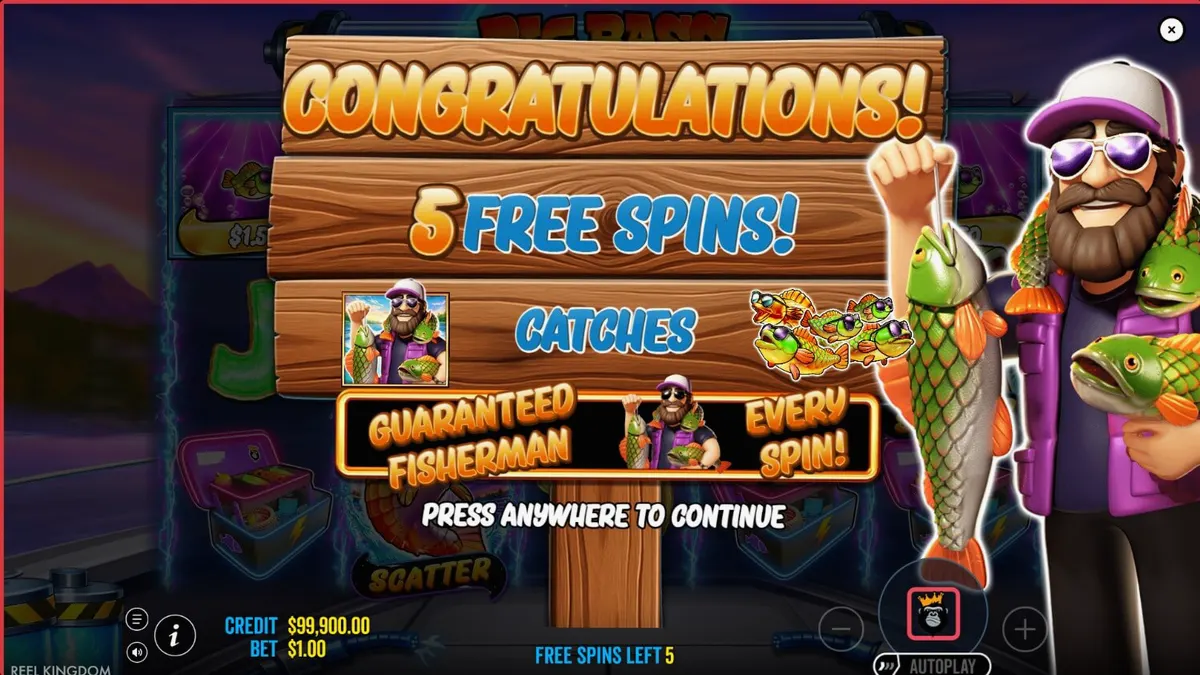 Tampilan visual slot Big Bass Blast dengan tema memancing futuristik